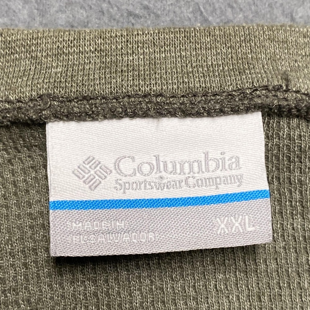 Columbia Shirt Mens 2XL Green Waffle Knit Henley Long Sleeve Thermal‎ Casual - Picture 3 of 8